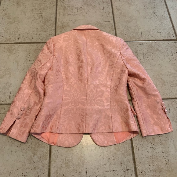 Vintage Pink Floral Damask Jacquard Blazer XS - Picture 2 of 13